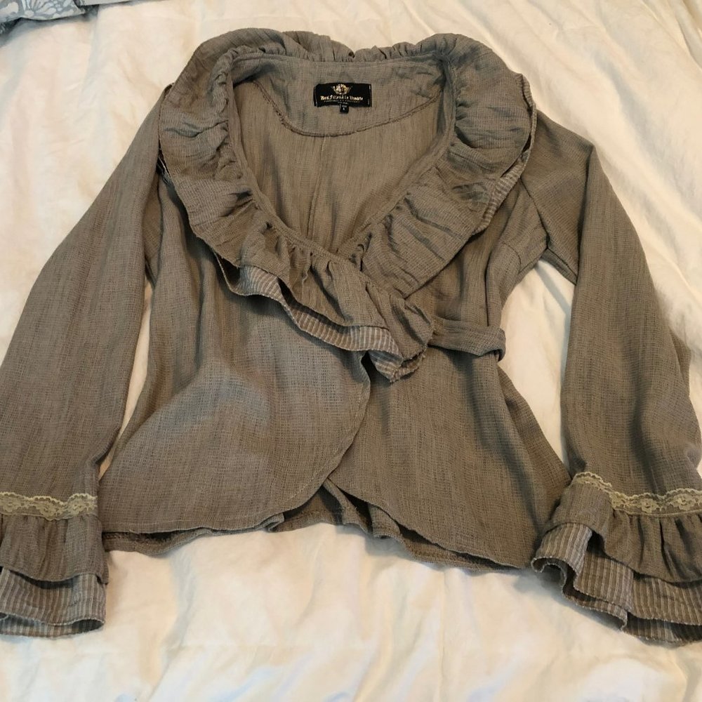 Des Filles a la Vanille Ruffled Front Wrap Top